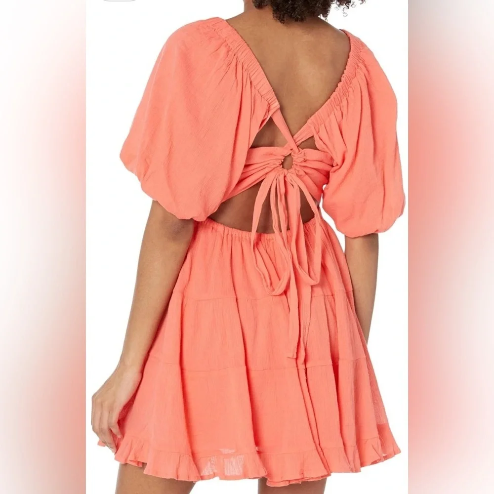 Free People Coral Tie-Front Swim Cover-Up